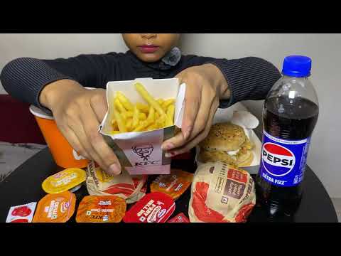 MUKBANG KFC ZINGER BURGER CHICKEN STRIPS & FRIES | BURGER KING CHICKEN NUGGETS & BURGER ASMR EATING 