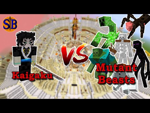 Sathariel Battle - Kaigaku (demon Slayer) vs Mutant Beasts | Minecraft Mob Battle