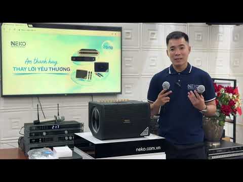 Loa xách tay Karaoke 2 tay mic hát nhẹ, âm thanh chân thực Neko AMK318