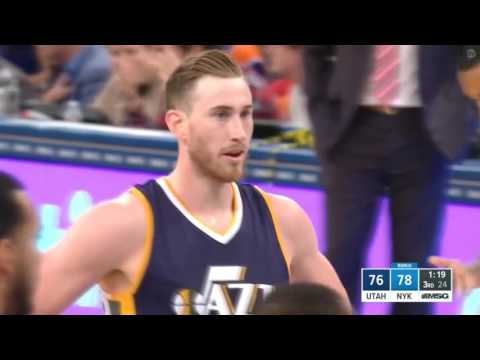 Gordon Hayward gets the and-one - Jazz @ Knicks 11/6/2016