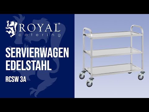 Video - Servierwagen - Edelstahl - 3 Borde - Ablagen: 90 x 50 cm - 500 kg - Royal Catering