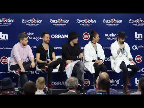 Press conference for Gromee feat. Lukas Meijer from Poland after frist rehearsal at Eurovision 2018