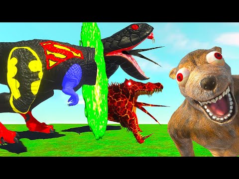 Dinosaurs are facing with various Worlds after Portal traps - Animal Revolt Battle Simulator