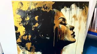 Gold Picture of Woman Made from Wood