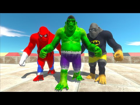 HULK GORO vs SPIDERMAN GORO vs BATMAN GORO DEATH RUN - Animal Revolt Battle Simulator