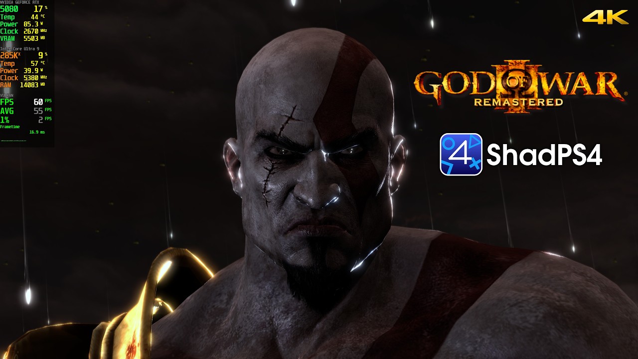 God of War 3 Remastered 4K Patch Gameplay | ShadPS4 0.18.1 WIP PS4 Emulator PC