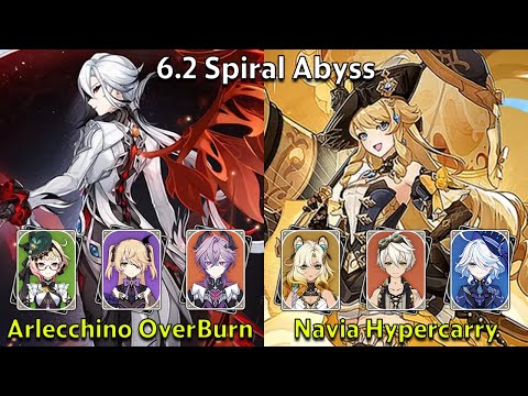 C2 Arlecchino OverBurn & C0 Navia Hypercarry - Genshin Impact 6.2 Spiral Abyss Full Clear