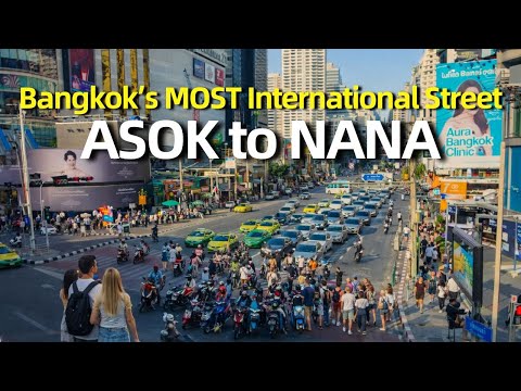 Rush Hour at BANGKOK Intersection 🇹🇭 Most International Street Asok to Nana Sukhumvit Road