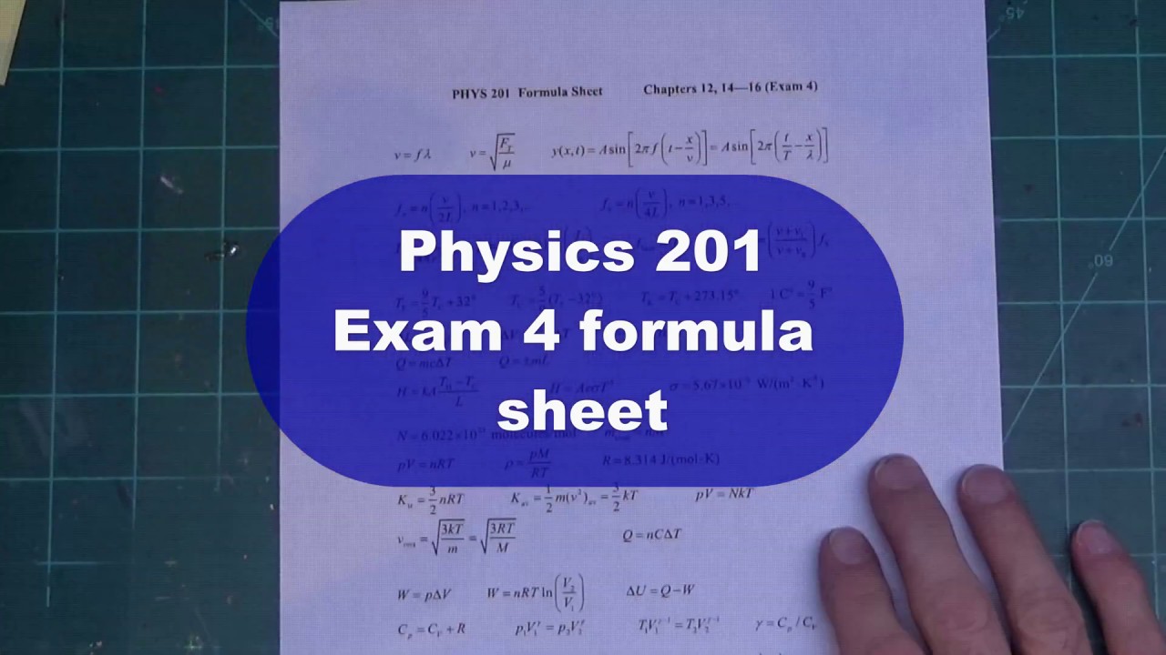 Physics 201: Exam 4 formula sheet