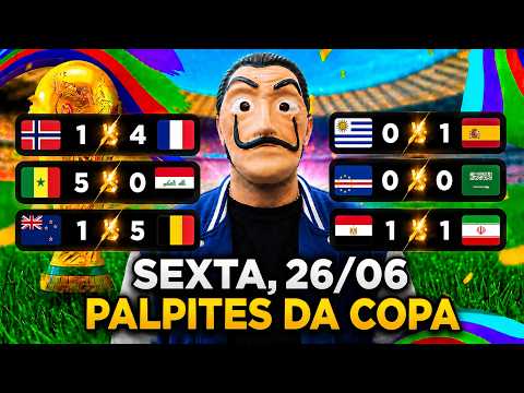 PALPITES DA COPA DO MUNDO PARA SEXTA 26 06 2026 + BILHETE PRONTO + PLACAR EXATO