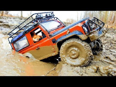 RC Trucks MUD OFF Road Rescue and Stuck — RC Jeep Wrangler Rubicon VS Land Rover Defender 90 Part3