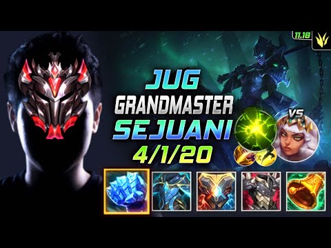 GrandMaster Sejuani Jungle vs Qiyana - 천상계 정글 세주아니 템트리 룬 서리불꽃 여진 セジュアニ Седжуани 北地之怒 - LOL KR 11.18