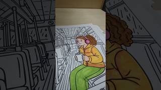 🌧️ Rainy Day Bus Ride Coloring | Cozy Relaxing Coloring Book | Calm Art & ASMR 🎨☕