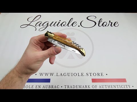 Laguiole Corkscrew Knife Olivewood Handle - Brass Bolsters