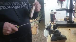 working on my new knife in caveman,s work shop