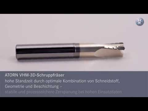 ATORN Vollhartmetall 3-D-Schruppfräser für Aluminium - Schnittwerte von 1000 bis 1600 m/min.
