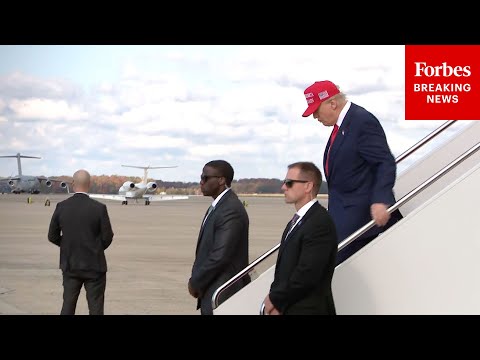 JUST IN: President Trump Arrives At JBA On Air Force One After Trip To Asia