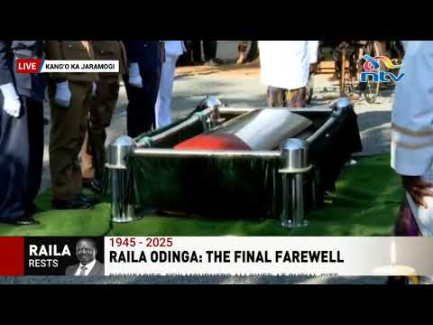 Raila Odinga's body lowered into the grave with military honours in Bondo, Siaya County