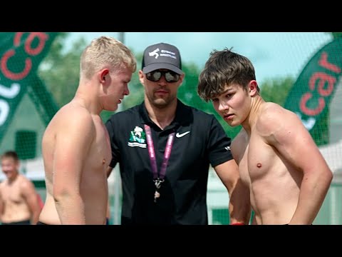 U17 T. Arusaar (EST) vs L. Piller (EST) 80kg. Beach youth boys wrestling Estonia.