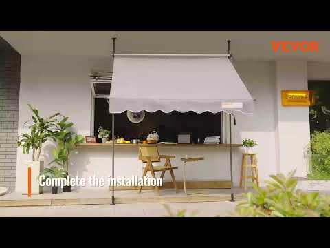 VEVOR Manual Retractable Patio Awning: Adjustable Sunshade Shelter for Backyard, Garden & Balcony
