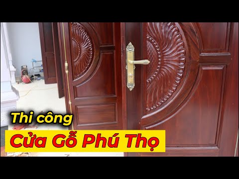 Thi Công mẫu cửa gỗ lim 4 cánh hiện đại đẹp 2019 khách Đồng Lương, Cẩm Khê, Phú Thọ