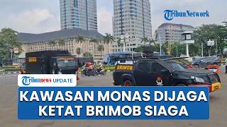 Jelang Aksi Demo Besar-besaran Protes Program Prabowo, Belasan Mobil Brimob Merapat ke Kawasan Monas