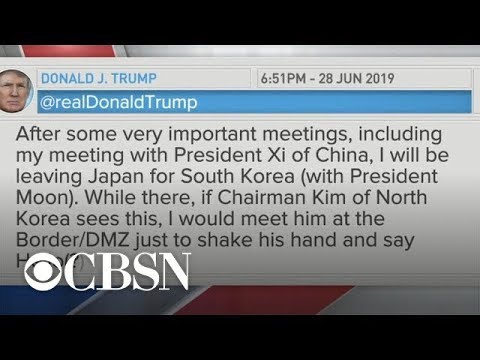 Trump asks in tweet for Kim Jong Un to meet him at DMZ