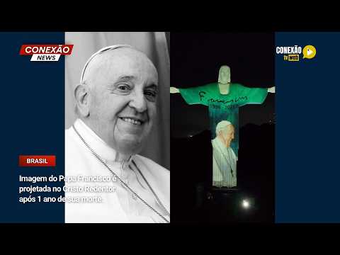 Vídeo: Imagem do Papa Francisco é projetada no Cristo Redentor após 1 ano de sua morte.