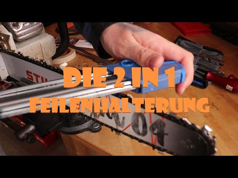 Sharpening a chainsaw with the 2-in-1 file holder on a Stihl MS 271 with a semi-chisel chain