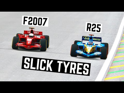 Ferrari F1 2007 SLICKS TYRES vs Renault F1 2005 SLICK TYRES - Interlagos