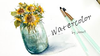A Relaxing Watercolor Sunflower Painting Session