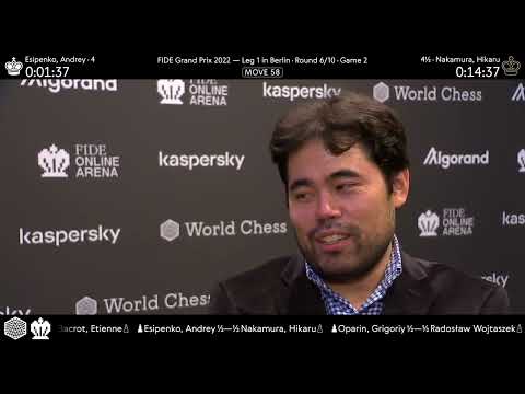 GM Hikaru Nakamura after a draw with Andrey Esipenko in Round 6 of the FIDE Grand Prix 2022