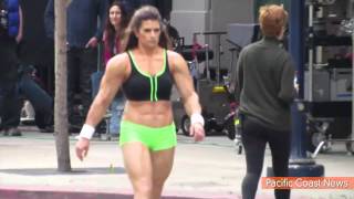 Danica Patrick Wears Muscle Suit for Super Bowl Commercial