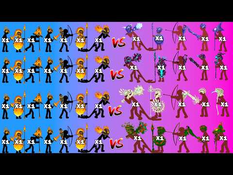 1vs1 New Pyroblaze Vs All Skins Giant & Spearton & Swordwrath & Magikill & Archer | Stick War Legacy