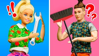 Barbie and Ken swap jobs - Kids videos with Barbie dolls & toys for kids