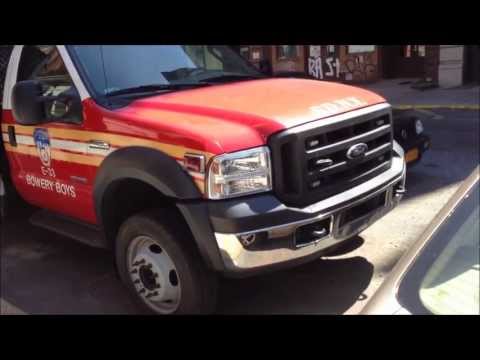 FDNY PURPLE K UNIT E-33, THE BOWERY BOYS HOUSE AT GREAT JONES ST. & THE BOWERY IN THE EAST VILLAGE.