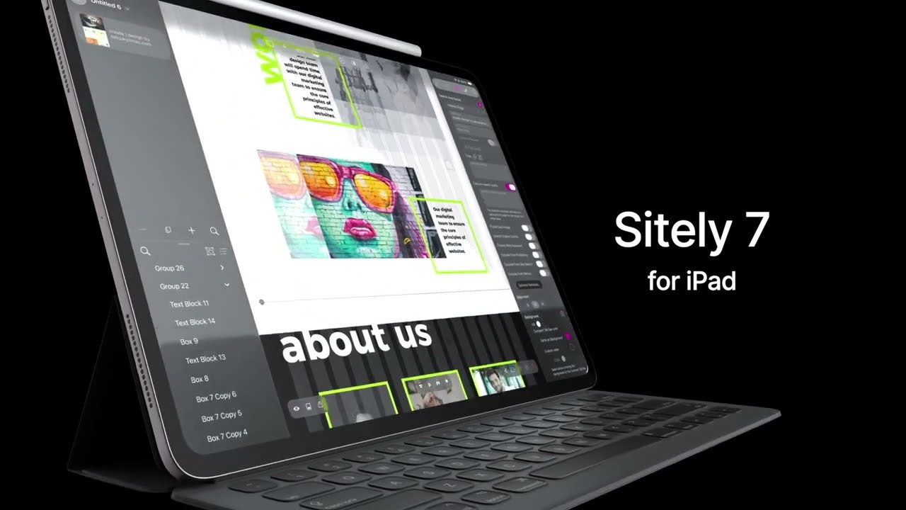 Sitely AI+Visual Website Builder for iPad demo video