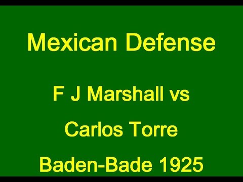 F J Marshall vs Carlos Torre R -  Baden-Bade 1925