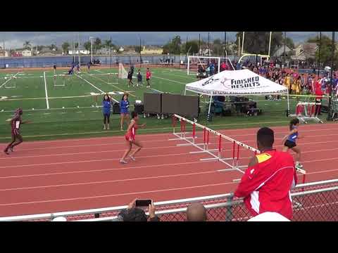 VarG Shuttle Hurdles at Griffin Relays 3-2-18 - Los Alamitos Girls