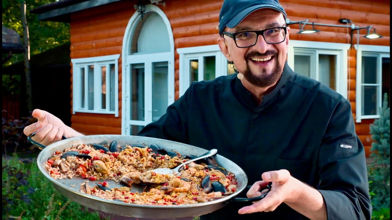 Паэлья с морепродуктами по рецепту Аси и Зульфии! Сталик Ханкишиев, РенТВ 2021 дачная кухня на огне!