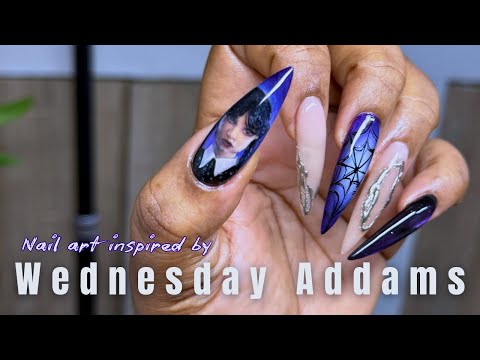 Wednesday Addams inspired nails