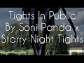 TIGHTS IN PUBLIC Wearing By Soni Panda X Black Shiny Glossy Starry Night Tight Footed Tights