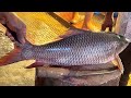 Big Rohu Fish Cutting Skills By Expert Fish Cutter | Amazing Fish Cutting Skills