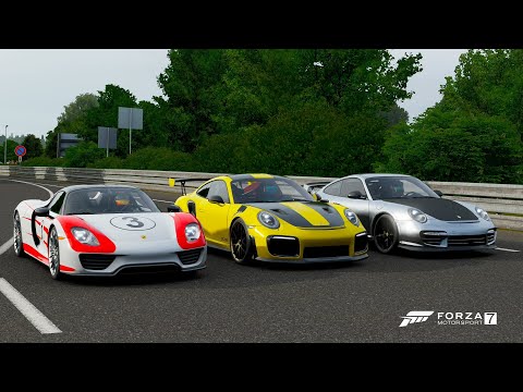 Forza 7 Drag race: Porsche 918 Spyder vs 911 GT2 RS (2018) vs 911 GT2 RS (2012)