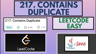 YouTube video 'Leetcode | 217. Contains Duplicate | Easy | Java Solution'