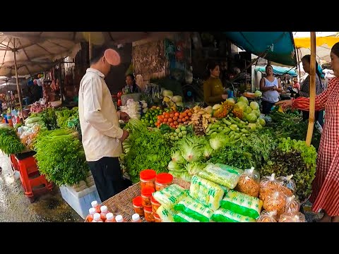 Best Street Food in Cambodian Market, Fresh Routine Food, Vegetable, Fish, & more