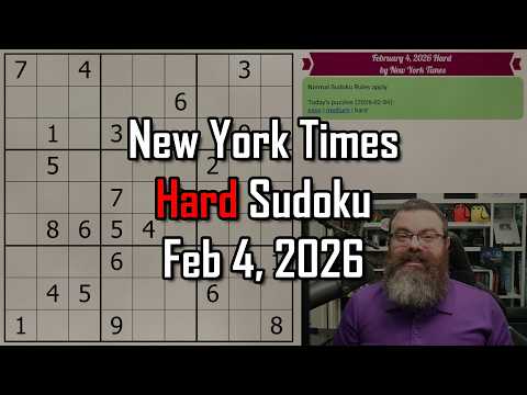 NYT Hard Sudoku Walkthrough | Feb 4, 2026
