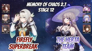 Firefly SuperBreak & The HertaTeam Memory of Chaos Stage 12 (3 Stars) | Honkai Star Rail