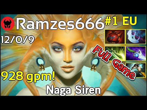 928 gpm! Ramzes666 plays Naga Siren!!! Dota 2 Full Game 7.21