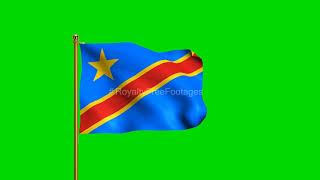 Democratic Republic of the Congo National Flag | World Countries Flag Series | Royalty Free Footages
